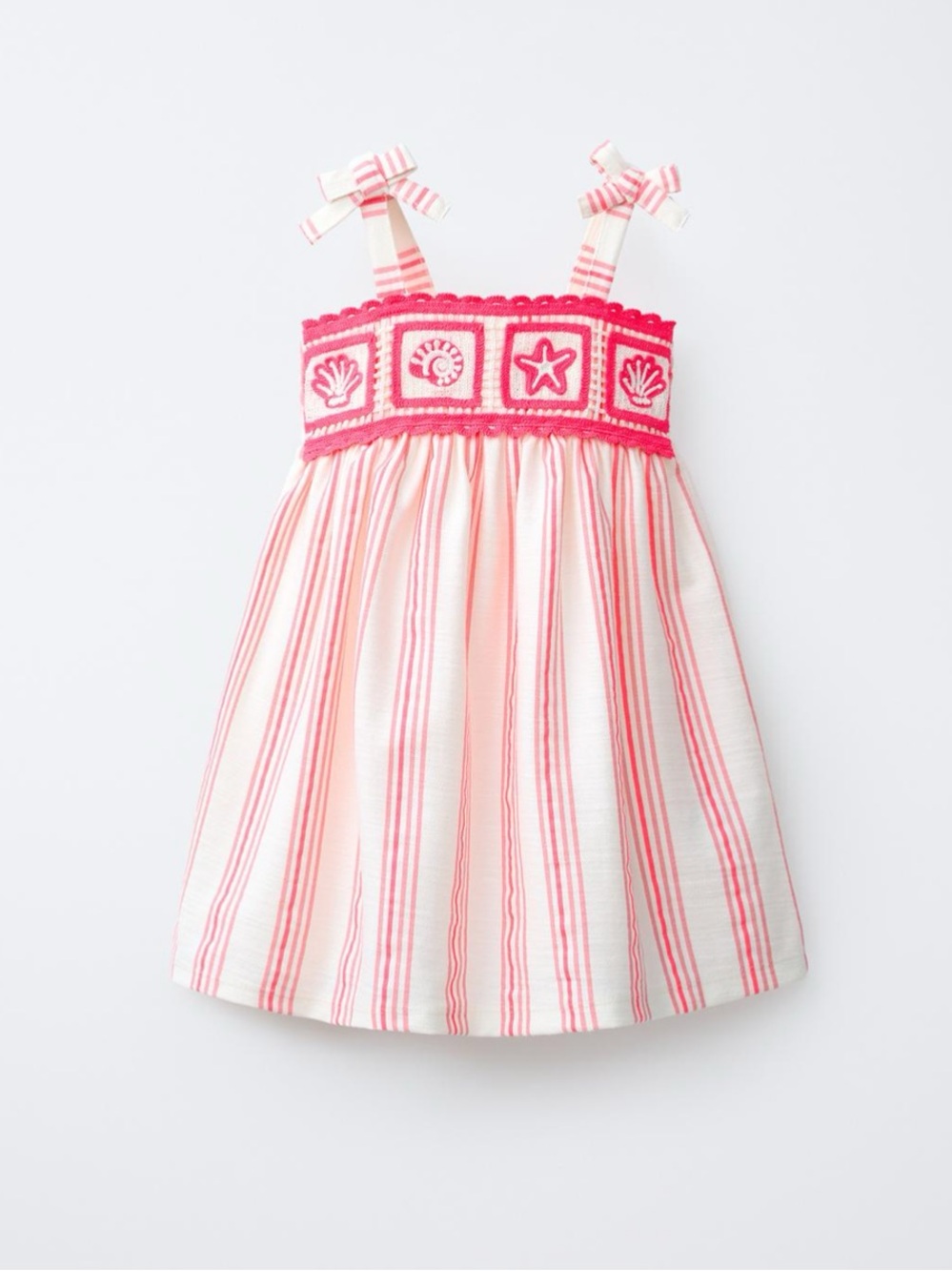 ZARA EMBROIDERED STRIPED DRESS